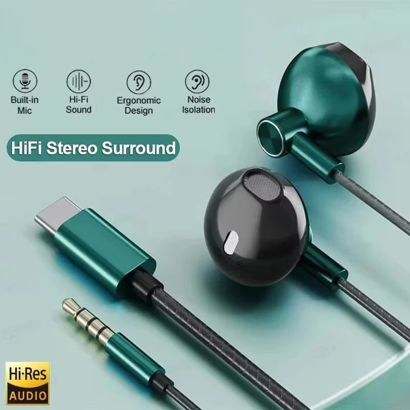 Type C 3.5mm HIFI Stereo Wired - Wired Earphone Mic review and price